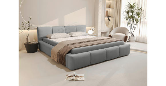 POLSTERBETT 200/200 cm,  in Silberfarben, Lattenrost, Bettkasten,  - Silberfarben/Schwarz, Design, Holz/Textil (200/200cm) - Xora