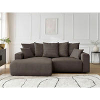 ECKSOFA Ottomane links  ATILLA Taupe Cord  - Taupe/Schwarz, MODERN, Kunststoff/Textil (149/244cm)