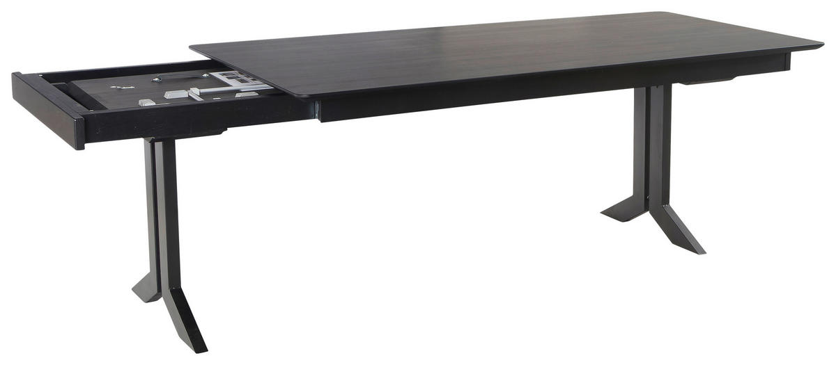 ESSTISCH in Metall, Kunststoff 200-300/100/76 cm  - Schwarz, Konventionell, Kunststoff/Metall (200-300/100/76cm) - Moderano