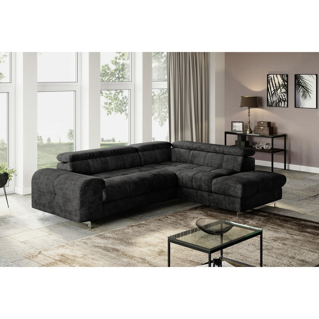 Thumbnail - Livetastic Ecksofa, Schwarz, Textil, 4-Sitzer, Ottomane links, L-Form, 257x206 cm, Made in EU, seitenverkehrt erhältlich...