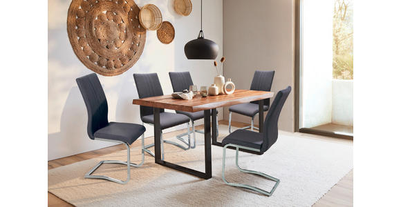 ESSTISCH in Holz, Metall 140/85/76 cm  - Schwarz/Akaziefarben, Natur, Holz/Metall (140/85/76cm) - Landscape