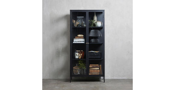 VITRINE Schwarz  90/190/40 cm  - Goldfarben/Schwarz, Trend, Glas/Metall (90/190/40cm) - Xora