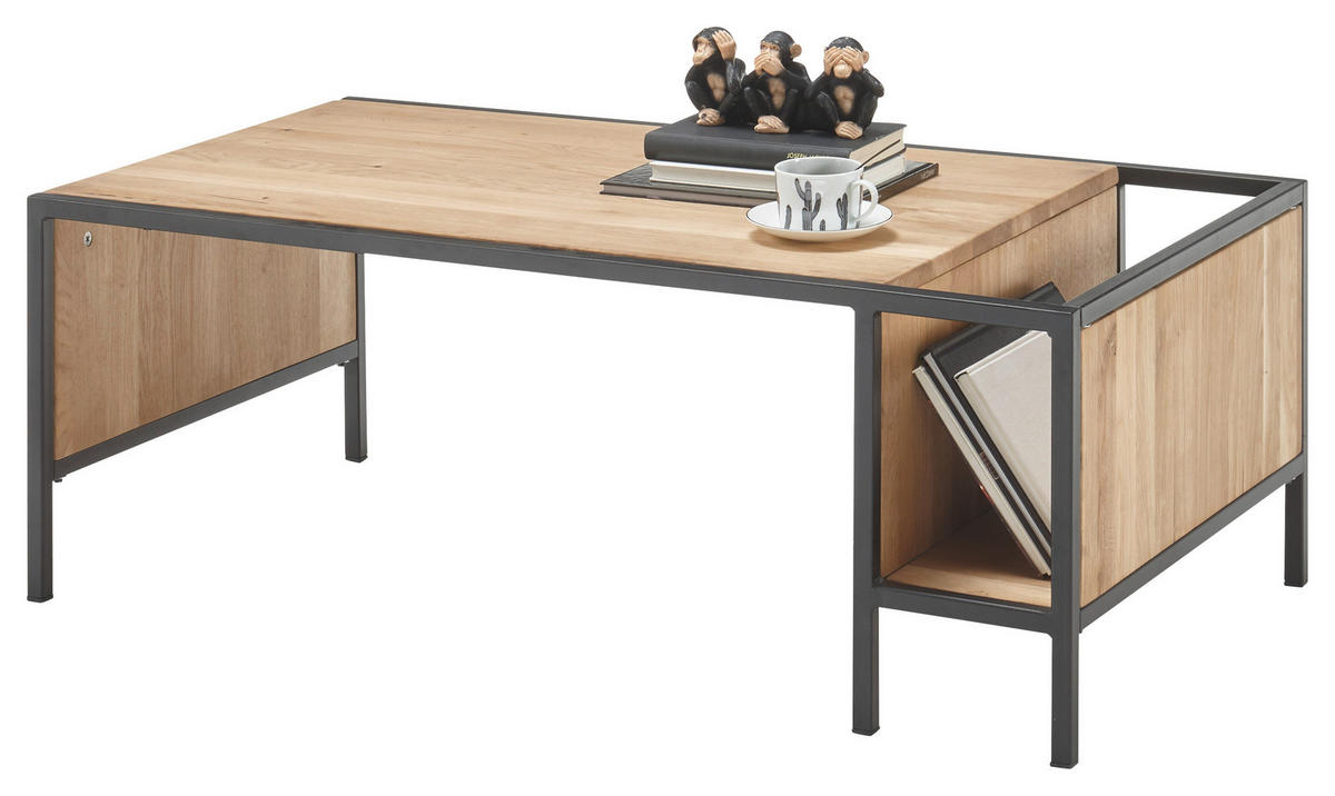 KONFERENČNÍ STOLEK, černá, barvy dubu, dřevo, kov, 110/60/40 cm - černá/barvy dubu, Design, kov/dřevo (110/60/40cm) - MID.YOU