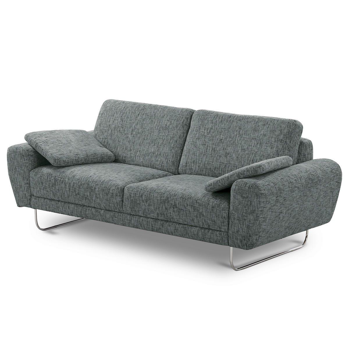 3-SITZER-SOFA SPRING in Webstoff Anthrazit Modern  - Chromfarben/Anthrazit, Design, Textil/Metall (187/85/92cm) - Livetastic