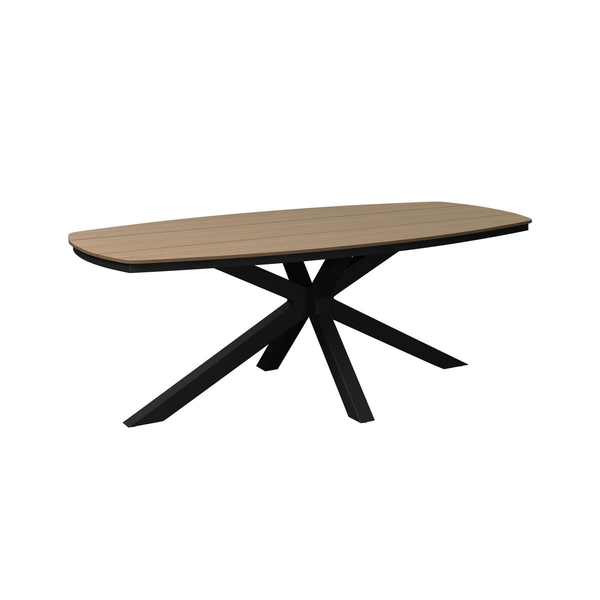 GARTENTISCH 201/75/100 cm Metall, Kunststoff Naturfarben, Dunkelgrau oval  - Dunkelgrau/Naturfarben, MODERN, Kunststoff/Metall (201/75/100cm) - Ambia Garden