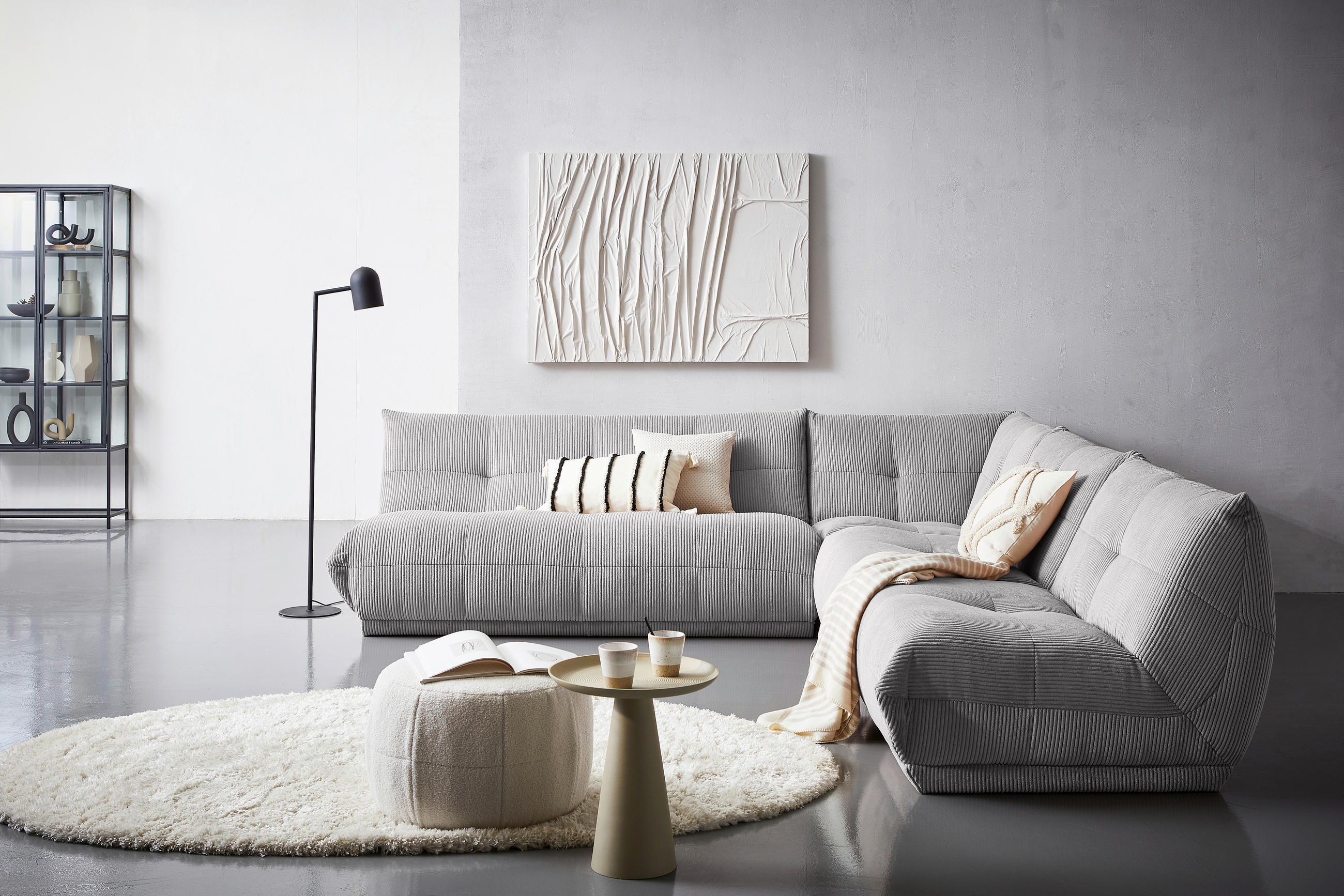 ECKSOFA in Cord Grau  285/315 cm  - Grau, Trend, Textil (285/315cm) - Livetastic