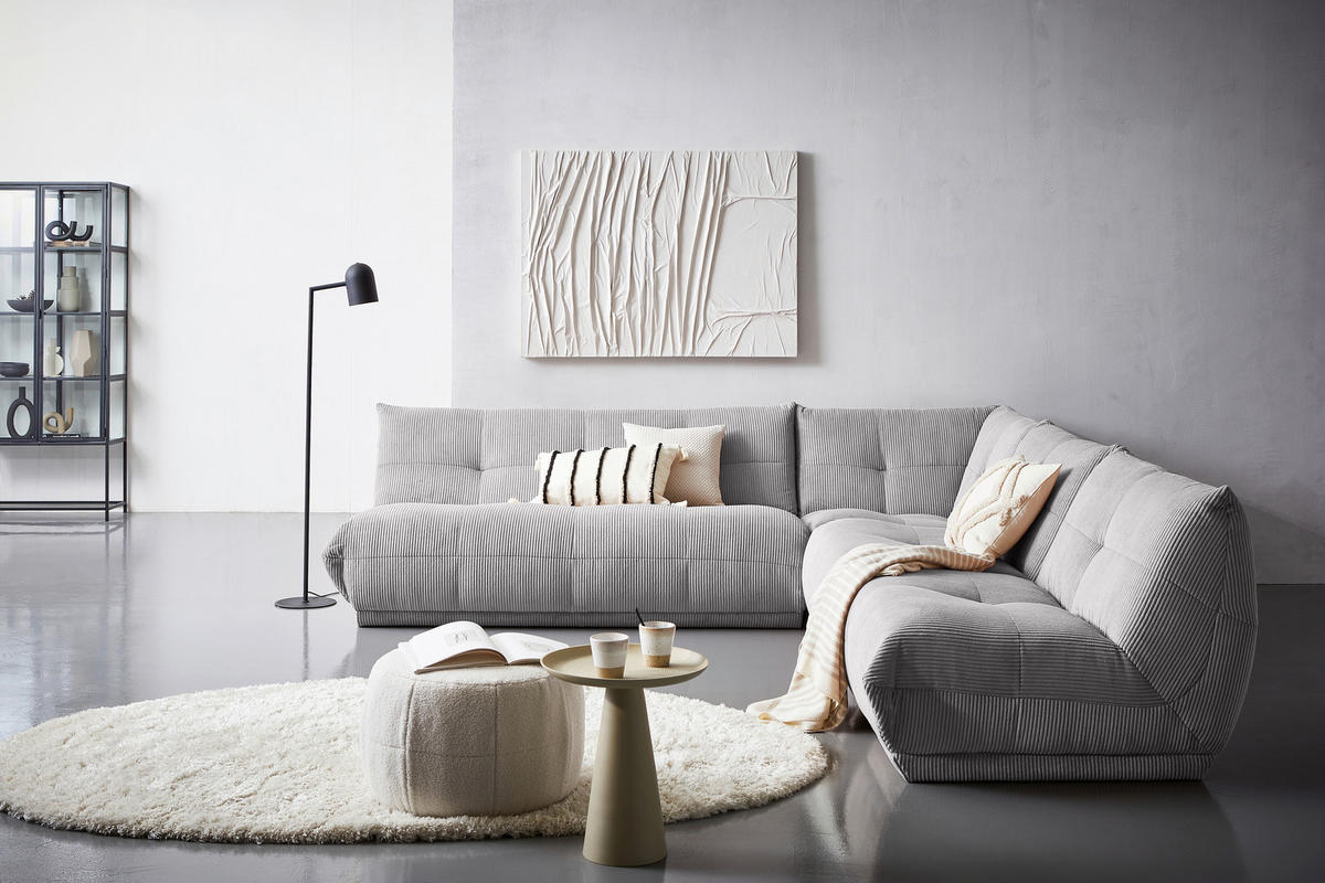 HÖRNSOFFA i manchester grå  - grå, Trend, textil (285/315cm) - Livetastic