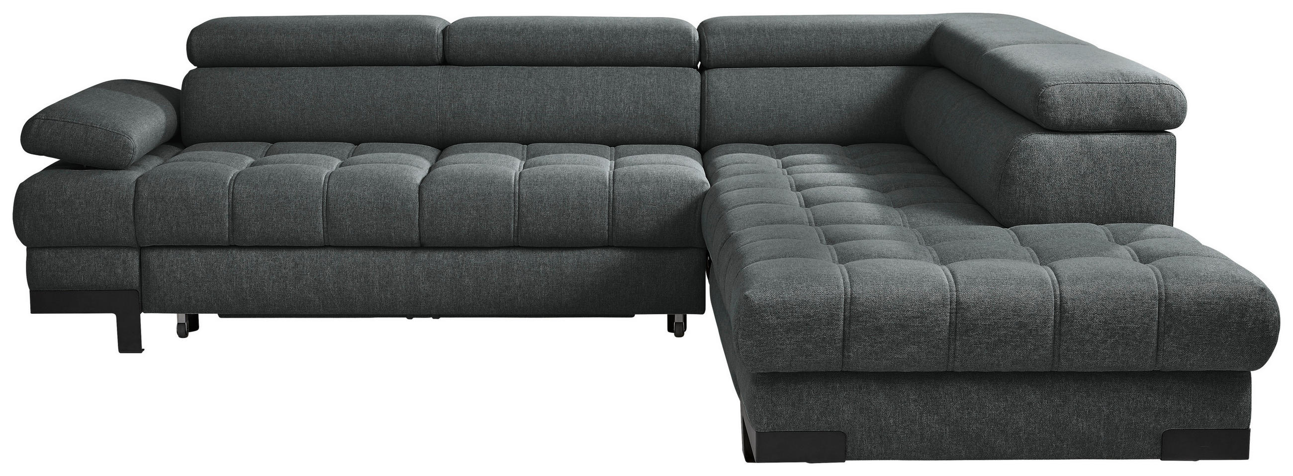 ECKSOFA Graphitfarben Webstoff  - Schwarz/Graphitfarben, Design, Textil/Metall (263/223cm) - Welnova