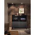 SIDEBOARD Mosel Weinschrank 125/120/58 cm  - Schwarz, KONVENTIONELL, Holzwerkstoff/Metall (125/120/58cm) - Carryhome