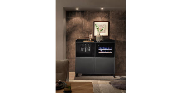 SIDEBOARD Mosel Weinschrank 125/120/58 cm  - Schwarz, KONVENTIONELL, Holzwerkstoff/Metall (125/120/58cm) - Carryhome