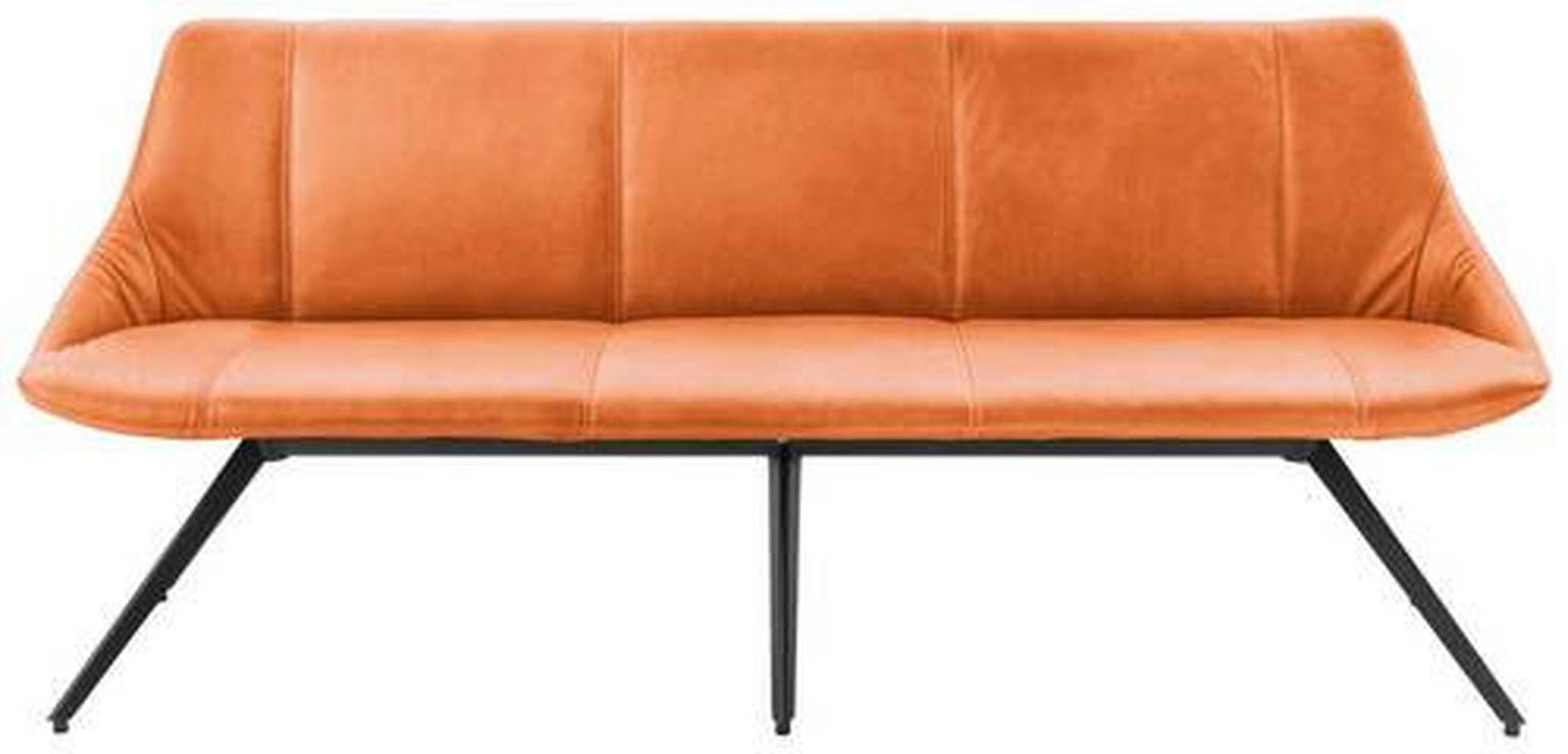 SITZBANK 195/88/62 cm Echtleder Anthrazit, Dunkelorange Metall - elegantes Design