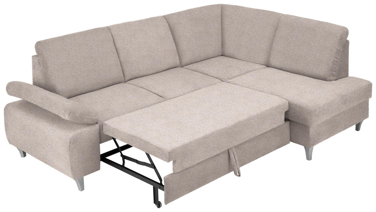ECKSOFA in Flachgewebe Rosa  - Silberfarben/Rosa, Konventionell, Holz/Textil (255/186cm) - Cantus