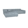 ECKSOFA  in Velours Hellblau  213/317 cm  - Schwarz/Grau, Design, Kunststoff/Textil (213/317cm) - Hom`in