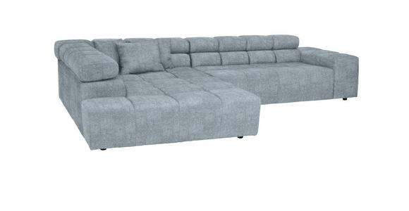 ECKSOFA  in Velours Hellblau  213/317 cm  - Schwarz/Grau, Design, Kunststoff/Textil (213/317cm) - Hom`in
