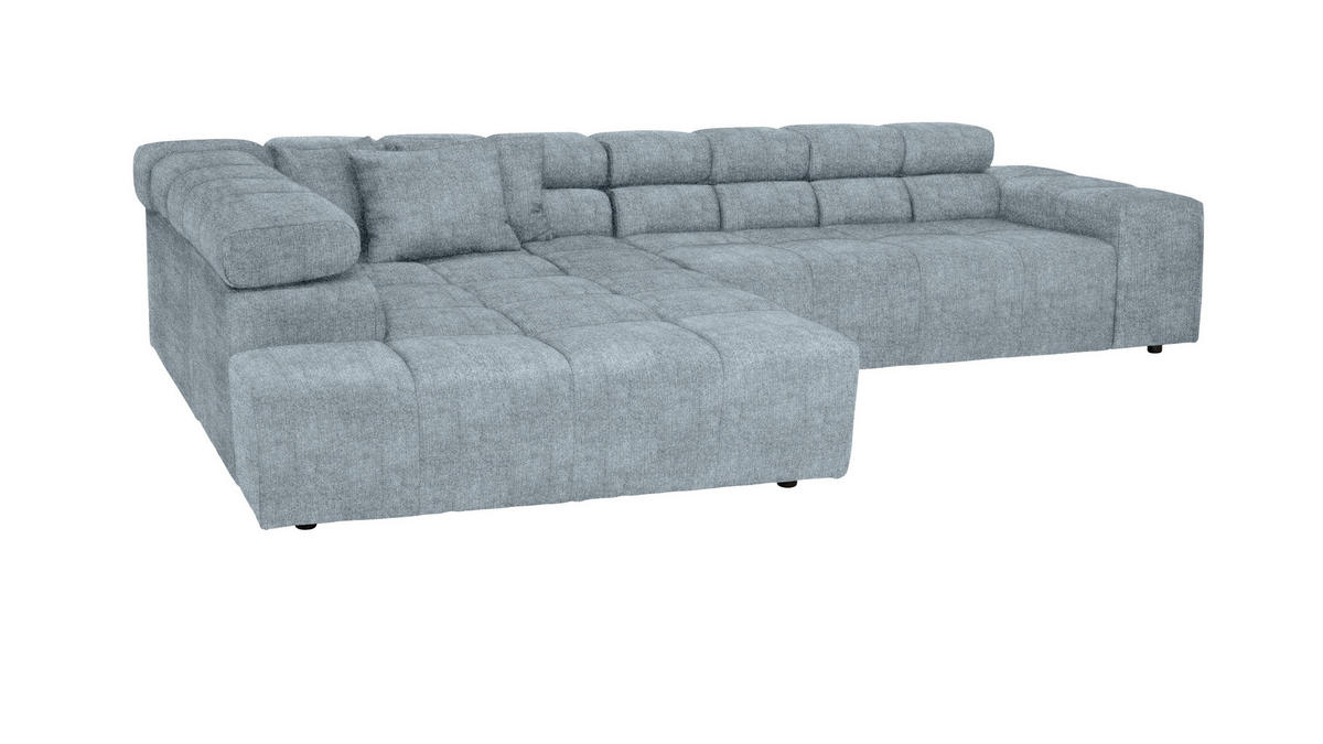 ECKSOFA Hellblau Velours  - Schwarz/Grau, Design, Kunststoff/Textil (213/317cm) - Hom`in