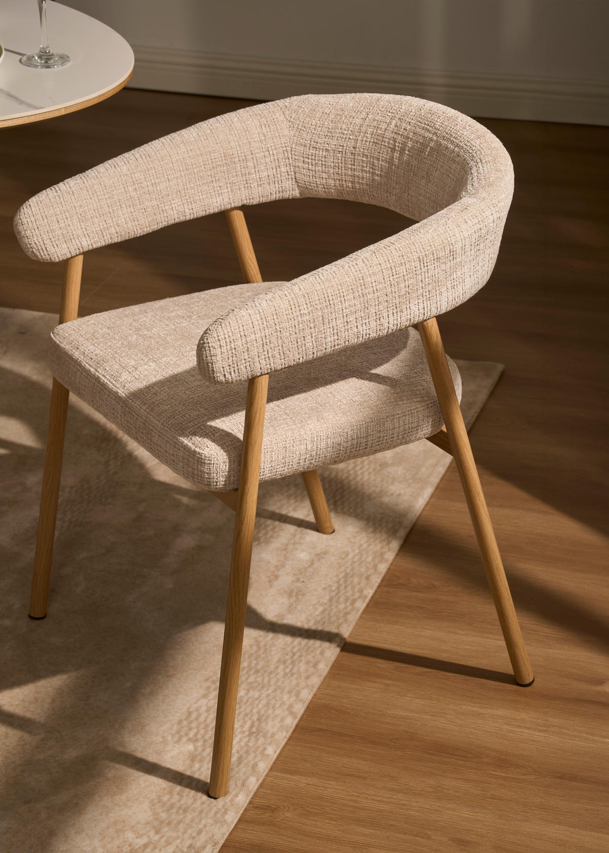ARMLEHNSTUHL   Chenille  Eichefarben, Beige  - Eichefarben/Beige, MODERN, Holz/Textil (56cm) - Livetastic