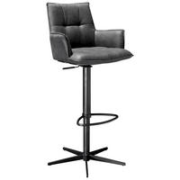 BARHOCKER Mikrofaser Schwarz, Dunkelgrau Eisen Wippfunktion, Sitzfläche 360° drehbar, inklusive Armlehnen, automatische Rückholfunktion  - Dunkelgrau/Schwarz, Design, Textil/Metall (56/110/55cm) - Novel