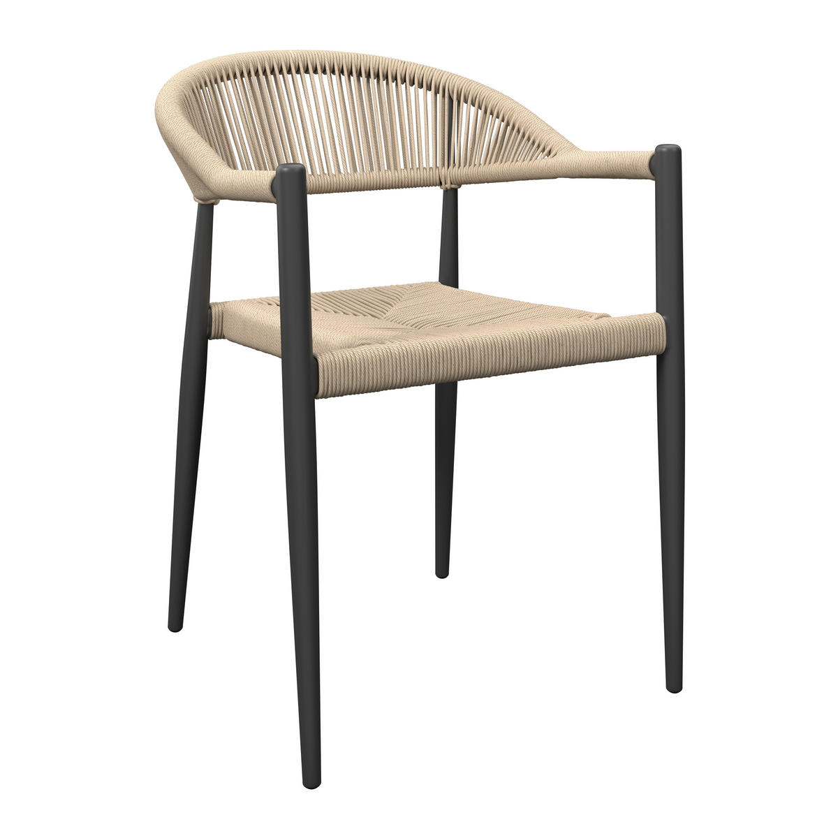 STAPELSESSEL Aluminium Anthrazit, Beige  - Anthrazit/Beige, KONVENTIONELL, Kunststoff/Metall (55/78/59.5cm) - Ambia Garden