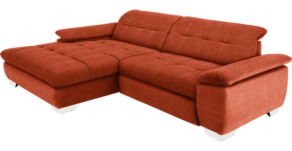 ECKSOFA in Mikrofaser Orange 180/265 cm - Chromfarben/Orange, Design, Textil/Metall (180/265cm) - Carryhome
