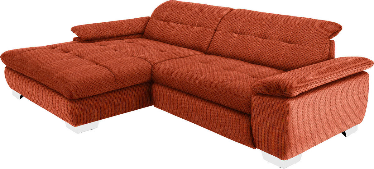 ECKSOFA in Mikrofaser Orange  - Chromfarben/Orange, Design, Textil/Metall (180/265cm) - Carryhome