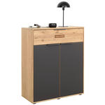 SCHUHSCHRANK 84/104/38 cm  - Eiche Bianco/Anthrazit, Natur, Glas/Holz (84/104/38cm) - Linea Natura