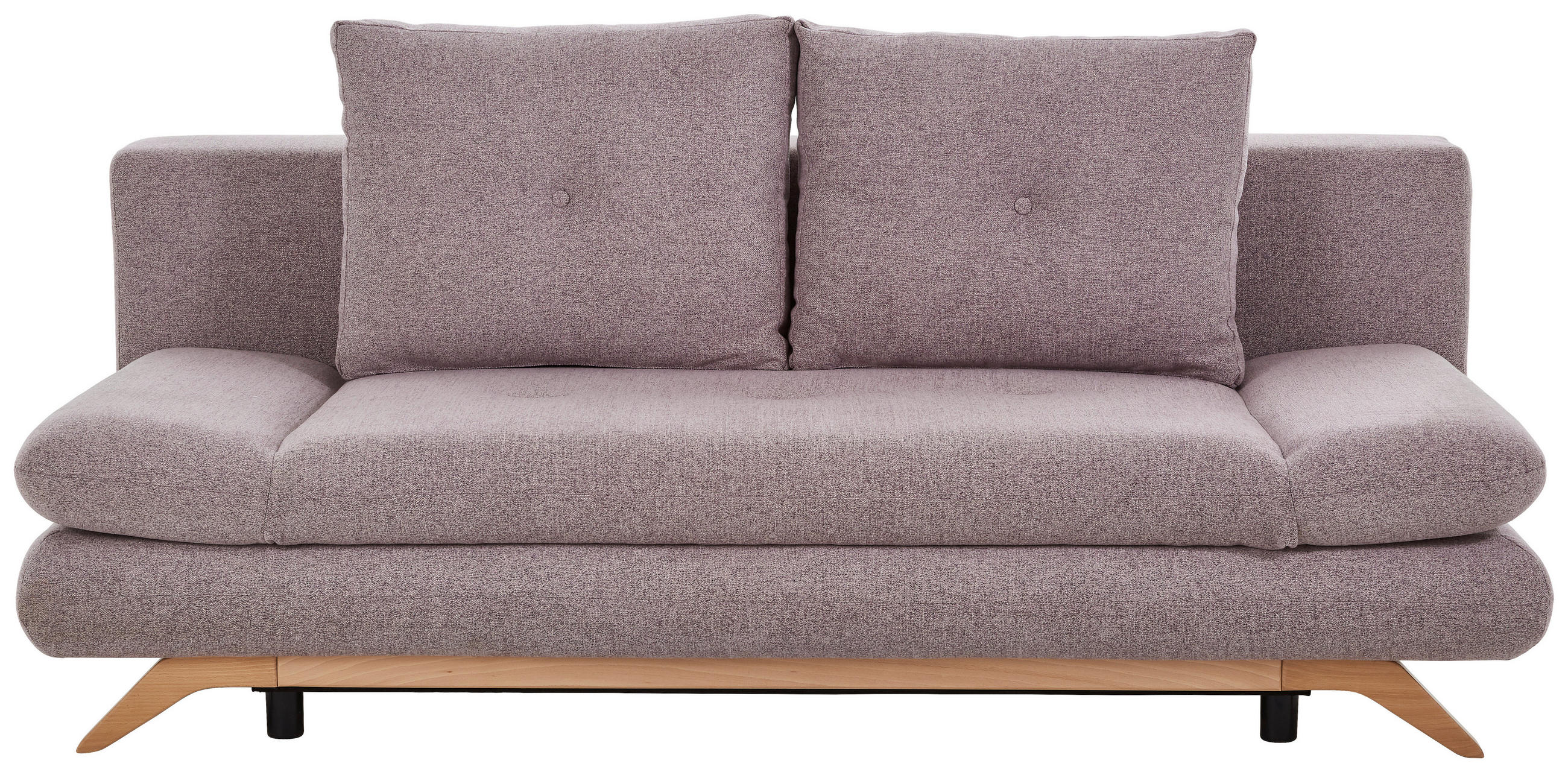 SCHLAFSOFA Flachgewebe Grau, Altrosa  - Buchefarben/Altrosa, KONVENTIONELL, Holz/Textil (205/86/94cm) - Carryhome