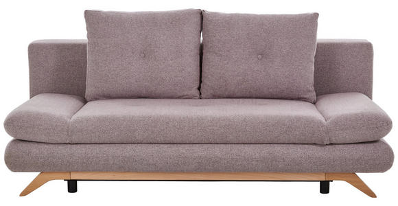 SCHLAFSOFA Flachgewebe Grau, Altrosa  - Buchefarben/Altrosa, KONVENTIONELL, Holz/Textil (205/86/94cm) - Carryhome