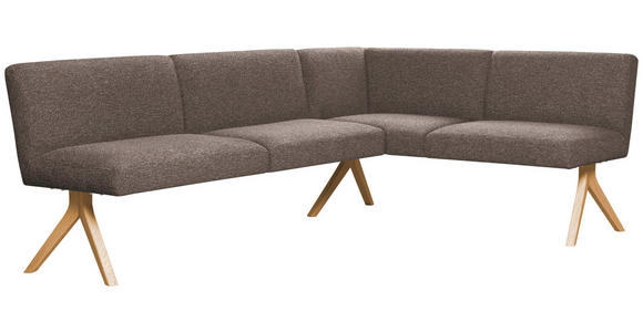 ECKBANK 238/172 cm Webstoff Braun Eiche vollmassiv   - Eichefarben/Braun, KONVENTIONELL, Holz/Textil (238/172cm) - Linea Natura