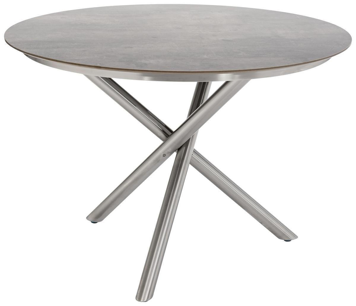GARTENTISCH 110/110/75 cm Metall, Kunststoff rund - Edelstahlfarben, Design, Kunststoff/Metall (110/110/75cm) - Ambia Garden