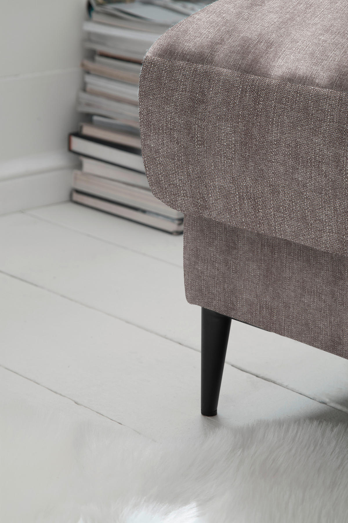ECKSOFA in Flachgewebe Hellbraun  - Hellbraun/Schwarz, Design, Textil/Metall (207/296cm) - Dieter Knoll