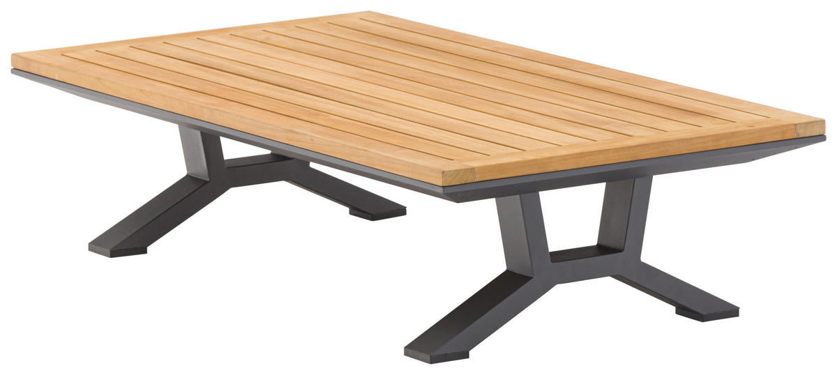 LOUNGEGARNITUR Teakholz massiv Aluminium  - Anthrazit/Naturfarben, Design, Holz/Textil (172/97/25cm) - Amatio