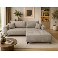 ECKSOFA BELARO Taupe Chenille  - Taupe/Schwarz, Design, Textil/Metall (246/177cm) - P & B