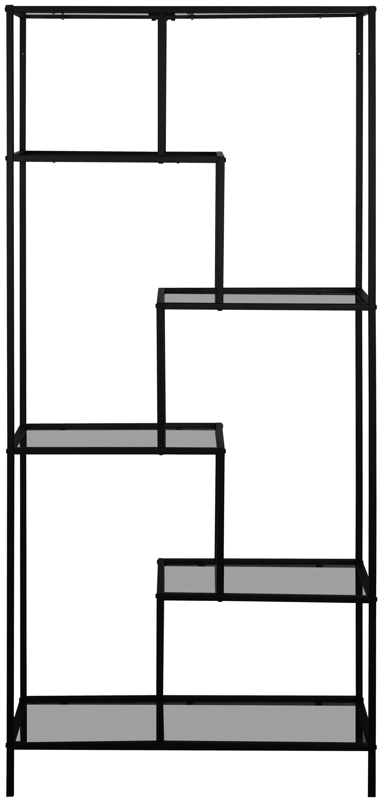REGAL Grau, Schwarz  - Schwarz/Grau, Basics, Glas/Metall (80/180/30cm) - Xora