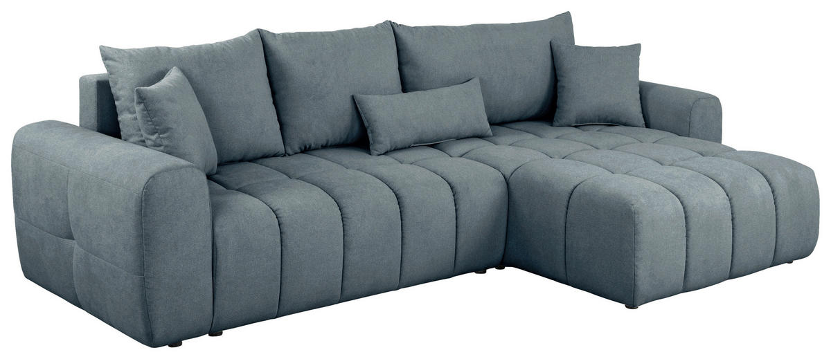 ECKSOFA in Velours Blau  - Blau/Schwarz, Konventionell, Kunststoff/Textil (298/168cm) - Carryhome