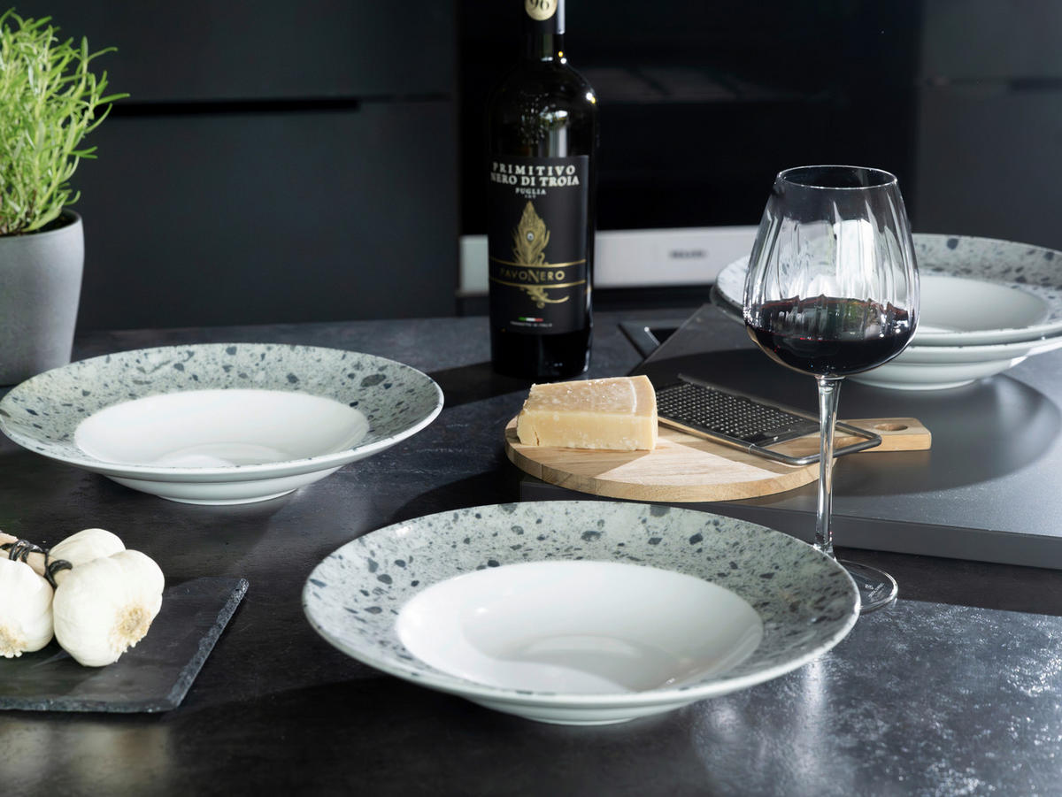 PASTATELLER Grau, Weiß Stone Collection Florenz 4-teilig  - Weiß/Grau, Basics, Keramik - Creatable