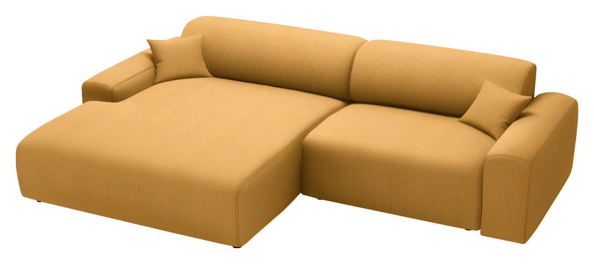 ECKSOFA in Velours, Feincord Gelb  - Gelb/Schwarz, Design, Kunststoff/Textil (178/292cm) - Livetastic