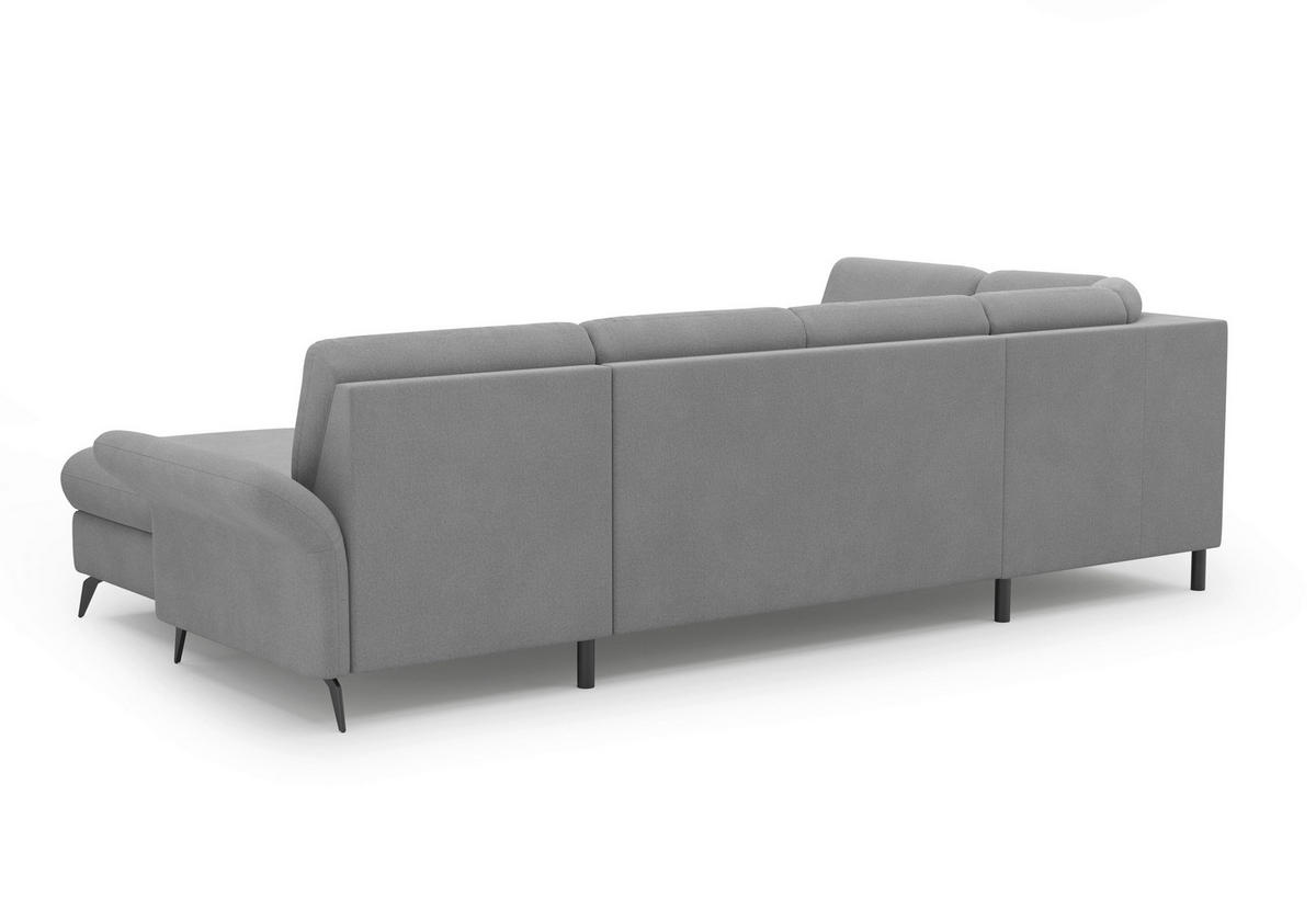 WOHNLANDSCHAFT Grau Flachgewebe  - Schwarz/Grau, KONVENTIONELL, Textil/Metall (195/314/164cm) - Sit & More