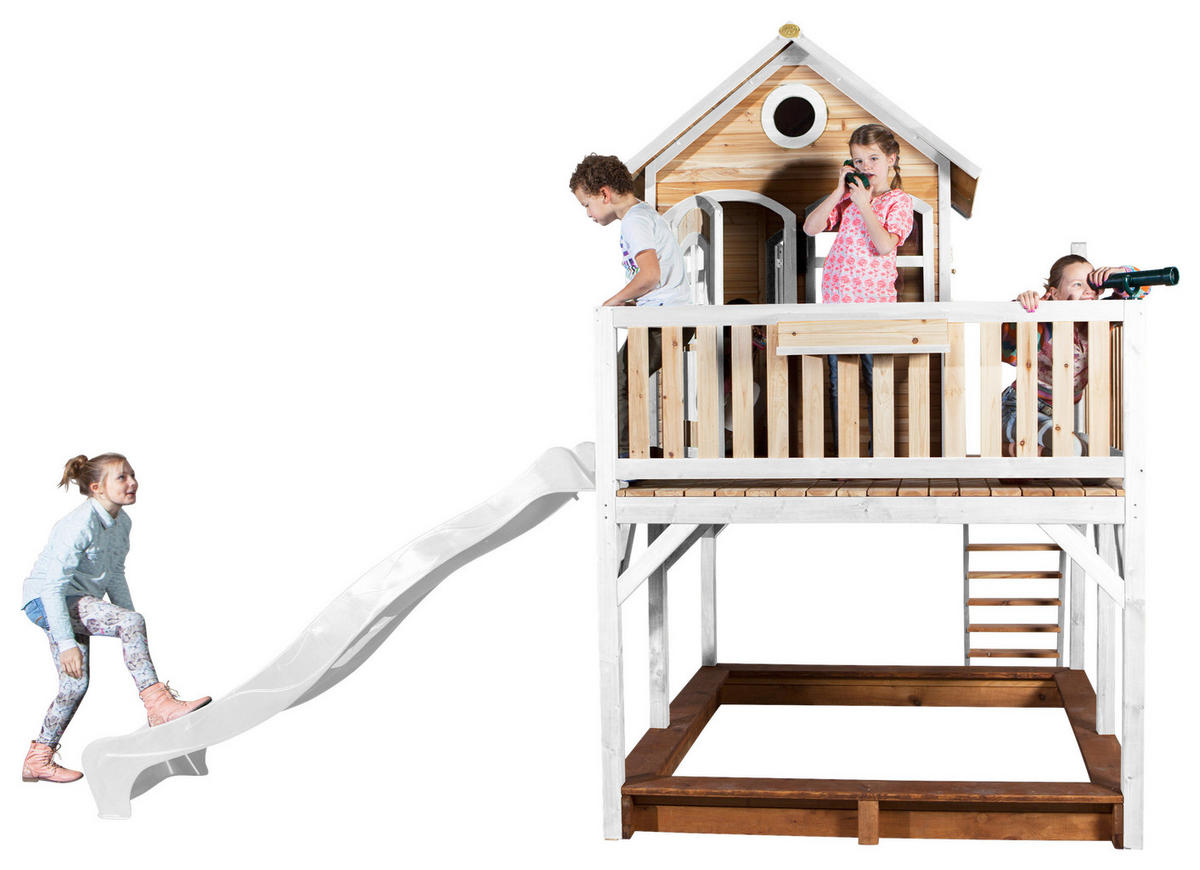 SPIELTURM 377/291/255 cm  - Braun/Weiß, KONVENTIONELL, Holz (377/291/255cm) - Ambia Garden