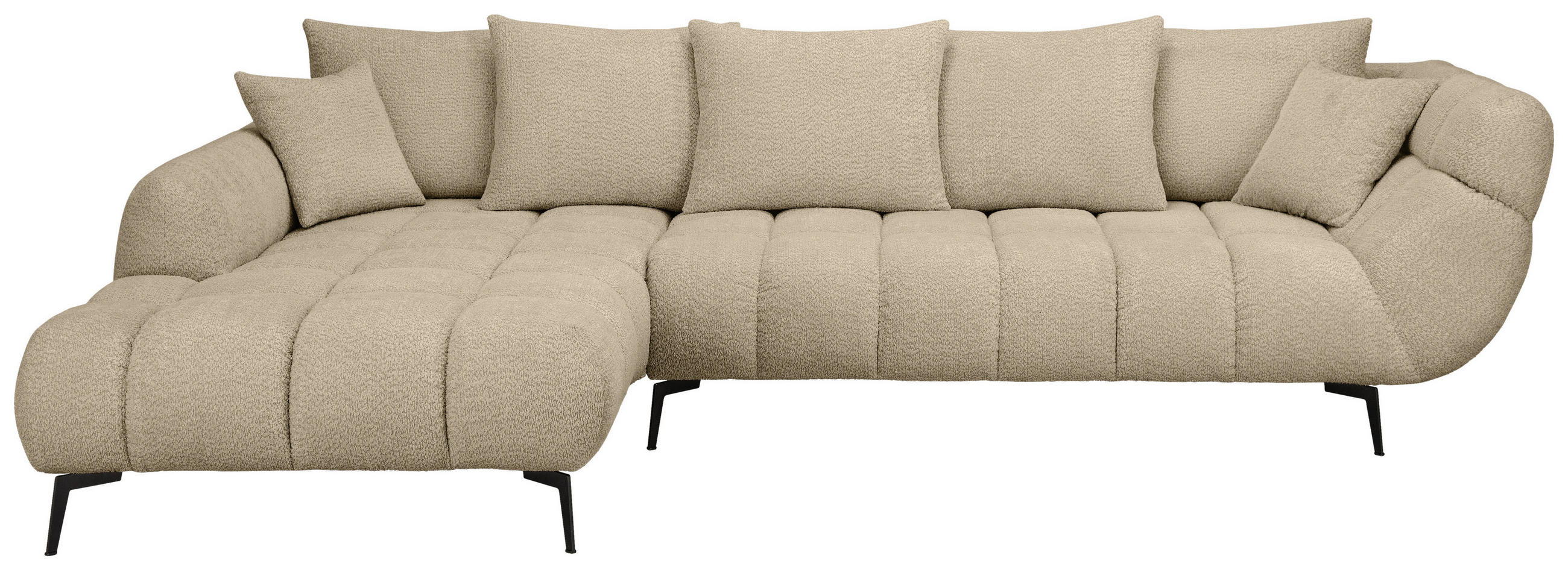 ECKSOFA Taupe Bouclé Zierkissen, Rückenkissen, Rücken echt  - Taupe/Schwarz, MODERN, Textil/Metall (217/318cm) - Carryhome