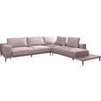 ECKSOFA  in Leinwand Altrosa  318/271 cm  - Schwarz/Altrosa, Design, Textil/Metall (318/271cm) - Belluti