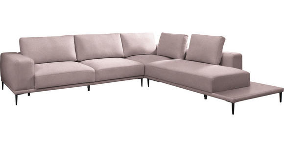 ECKSOFA  in Leinwand Altrosa  318/271 cm  - Schwarz/Altrosa, Design, Textil/Metall (318/271cm) - Belluti