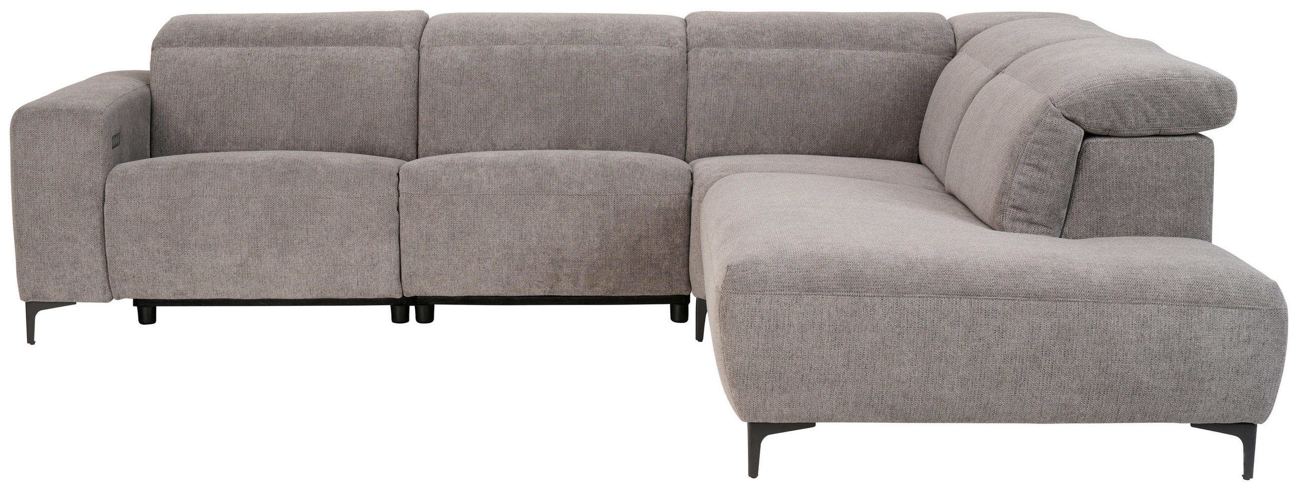 ECKSOFA Dunkelgrau Flachgewebe  - Dunkelgrau/Schwarz, Design, Textil/Metall (290/238cm) - Pure Home Lifestyle