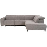 ECKSOFA in Flachgewebe Dunkelgrau  - Dunkelgrau/Schwarz, Design, Textil/Metall (290/238cm) - Pure Home Lifestyle