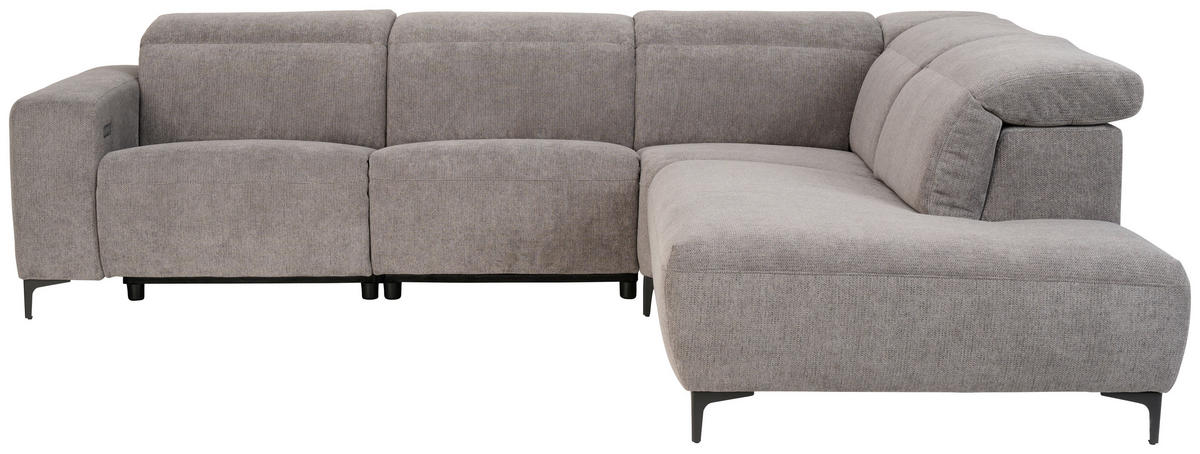 ECKSOFA in Flachgewebe Dunkelgrau  - Dunkelgrau/Schwarz, Design, Textil/Metall (290/238cm) - Pure Home Lifestyle
