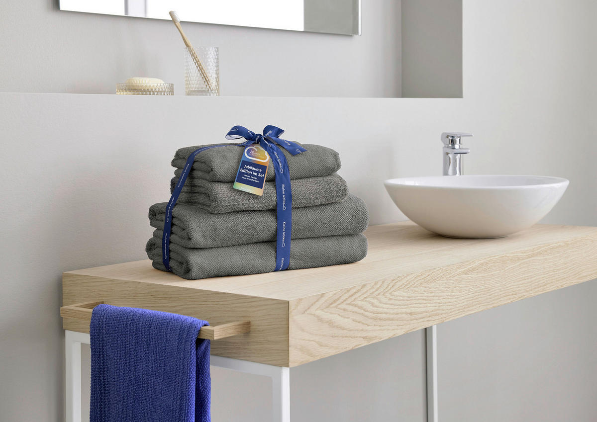 SADA RUČNÍKŮ, 50x100/70x140 cm, antracitová - antracitová, Konvenční, textil (50x100/70x140cm) - Kleine Wolke