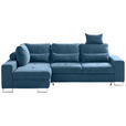 ECKSOFA in Flachgewebe Blau  - Blau, Design, Textil/Metall (188/260cm) - Hom`in