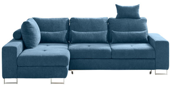 ECKSOFA in Flachgewebe Blau  - Blau, Design, Textil/Metall (188/260cm) - Hom`in