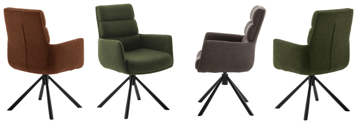 ARMLEHNSTUHL  in Stahl Webstoff  - Schwarz/Olivgrün, Design, Textil/Metall (61/90/64cm) - Dieter Knoll