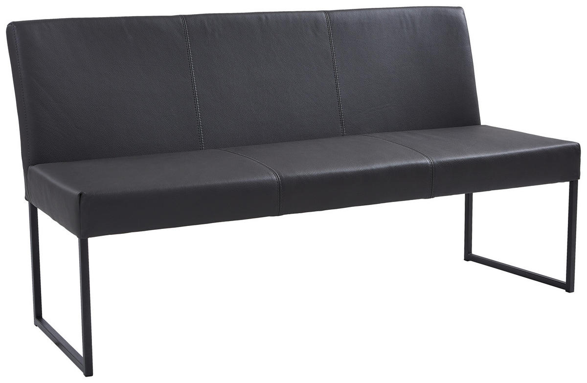 SITZBANK 160/86/62 cm Echtleder Dunkelgrau Metall  - Dunkelgrau/Anthrazit, Design, Leder/Metall (160/86/62cm) - Musterring