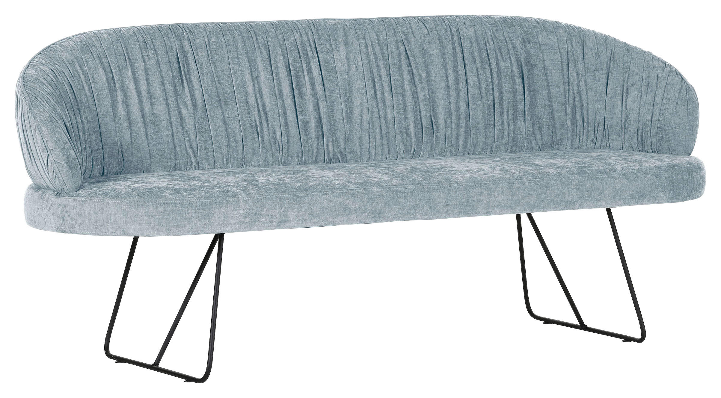 SITZBANK 202/88/65 cm Flachgewebe Hellblau Metall  - Schwarz/Hellblau, Design, Textil/Metall (202/88/65cm) - Novel